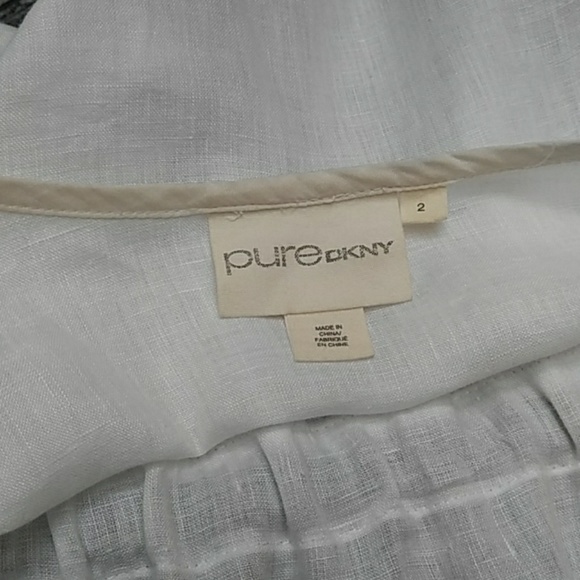 Pure DKNY 3/4 sleeve linen drawstring top, size 2 - Picture 7 of 7